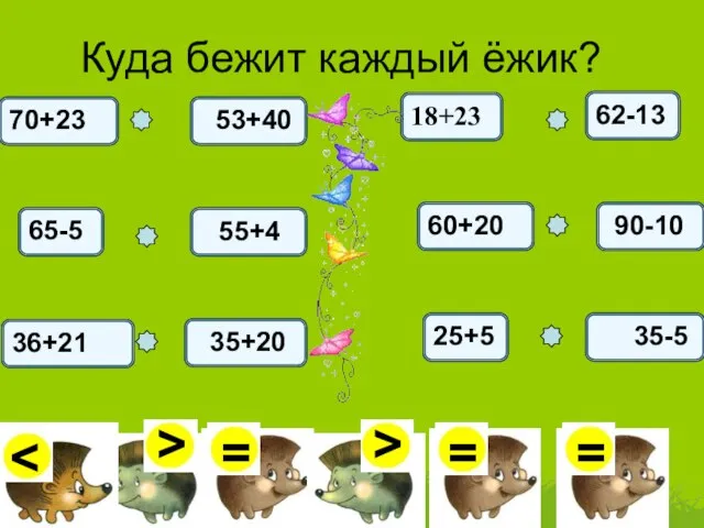 53+40 Куда бежит каждый ёжик? 65-5 55+4 36+21 70+23 35+20 62-13 60+20 90-10 25+5 18+23 35-5