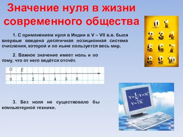 Значение нуля в жизни современного общества 1. С применением нуля в Индии