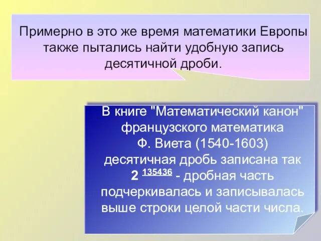 Примерно в это же время математики Европы также пытались найти удобную запись