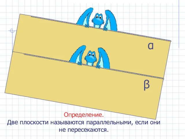 β α Определение. Две плоскости называются параллельными, если они не пересекаются.