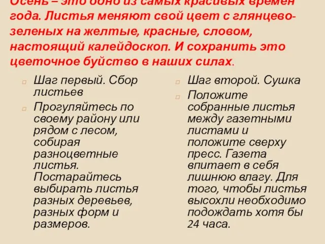 Осень – это одно из самых красивых времен года. Листья меняют свой