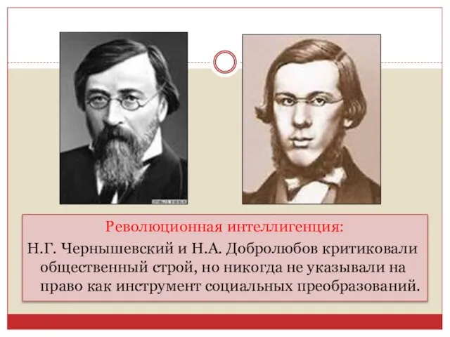 Революционная интеллигенция: Н.Г. Чернышевский и Н.А. Добролюбов критиковали общественный строй, но никогда