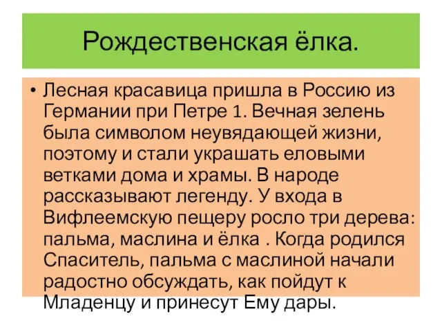 Рождественская ёлка. Лесная красавица пришла в Россию из Германии при Петре 1.