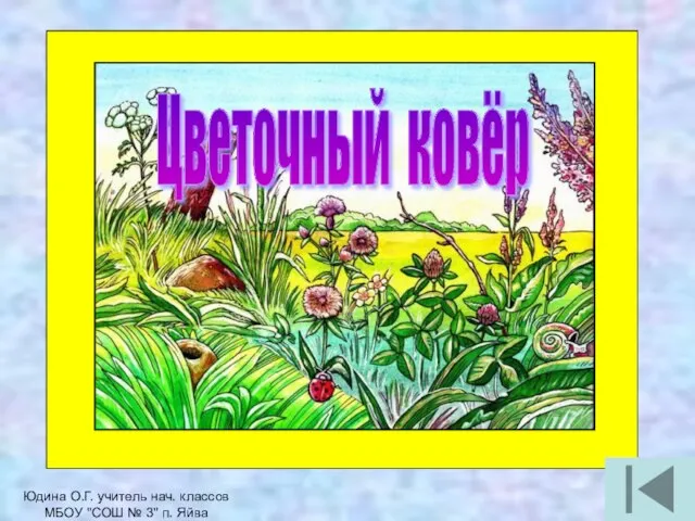 Цветочный ковёр Юдина О.Г. учитель нач. классов МБОУ "СОШ № 3" п. Яйва