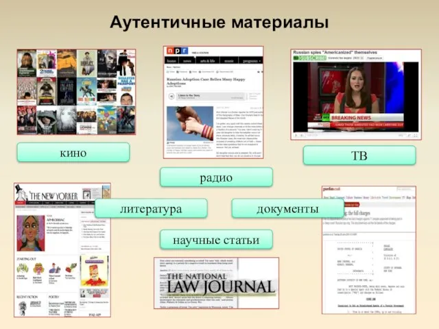 Аутентичные материалы кино ТВ радио литература научные статьи документы