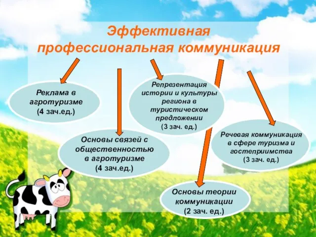 Эффективная профессиональная коммуникация Реклама в агротуризме (4 зач.ед.) Основы теории коммуникации (2