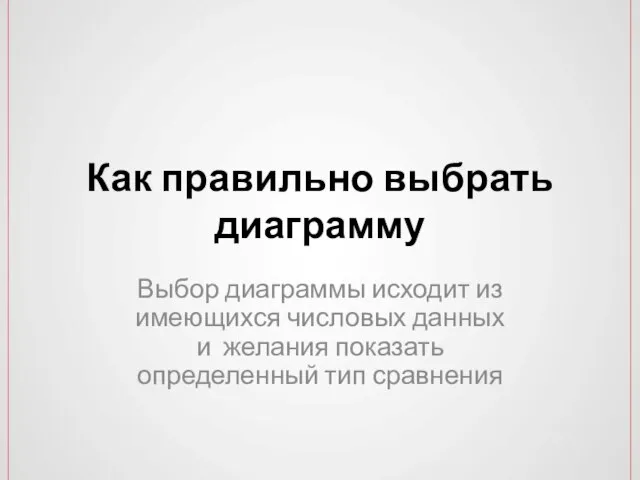 Как правильно выбрать диаграмму Выбор диаграммы исходит из имеющихся числовых данных и