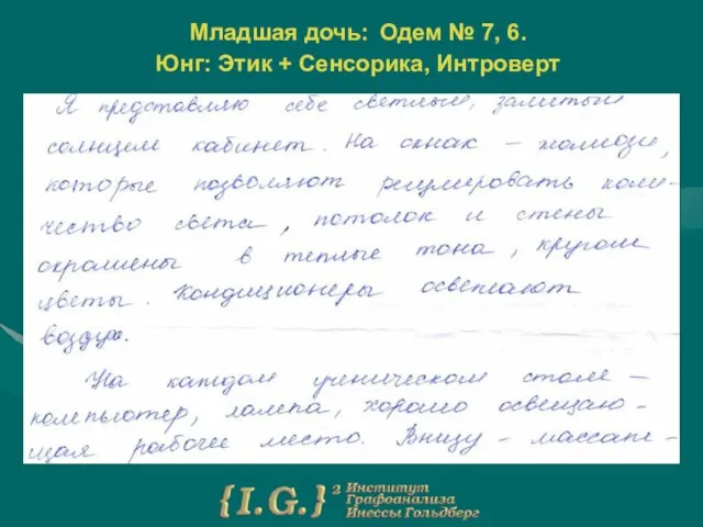 Младшая дочь: Одем № 7, 6. Юнг: Этик + Сенсорика, Интроверт