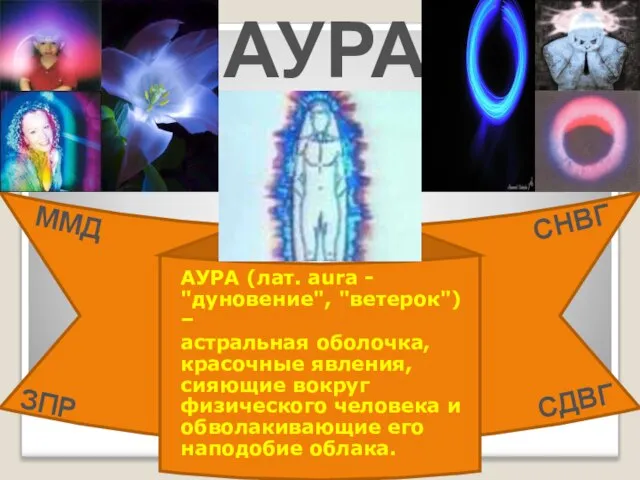 АУРА (лат. aura - "дуновение", "ветерок") – астральная оболочка, красочные явления, сияющие