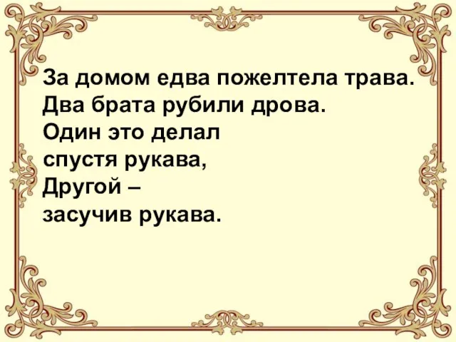 За домом едва пожелтела трава. Два брата рубили дрова. Один это делал