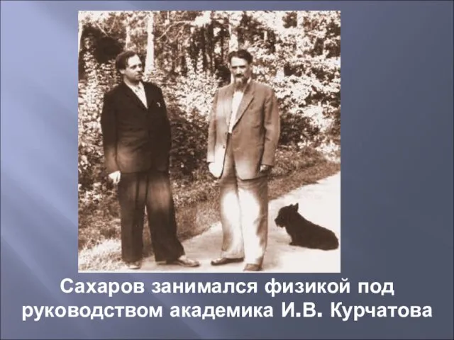 Сахаров занимался физикой под руководством академика И.В. Курчатова