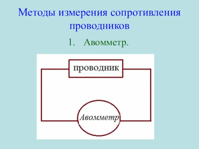 Методы измерения сопротивления проводников Авомметр.