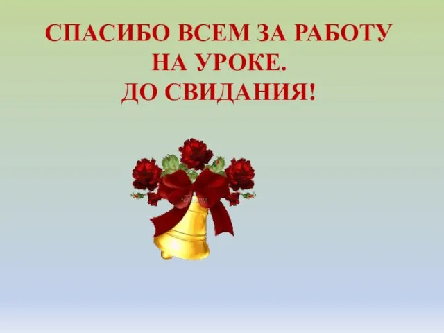 СПАСИБО ВСЕМ ЗА РАБОТУ НА УРОКЕ. ДО СВИДАНИЯ!