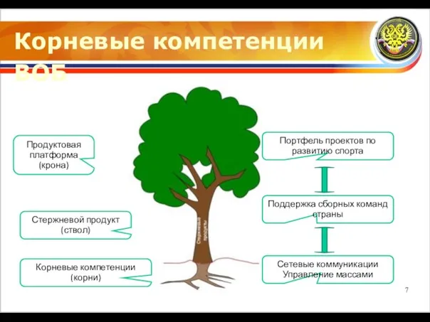 Корневые компетенции ВОБ Корневые компетенции (корни) Стержневой продукт (ствол) Продуктовая платформа (крона)