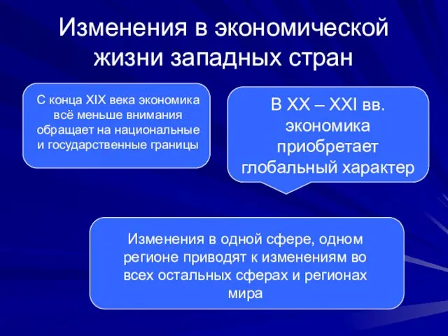 Изменения в экономической жизни западных стран С конца XIX века экономика всё