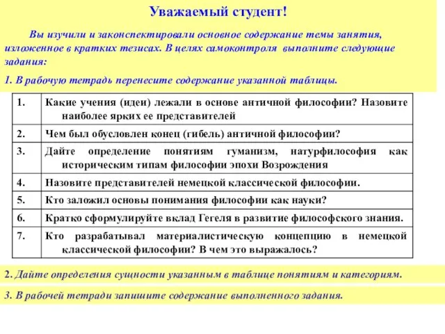 Уважаемый студент! Вы изучили и законспектировали основное содержание темы занятия, изложенное в