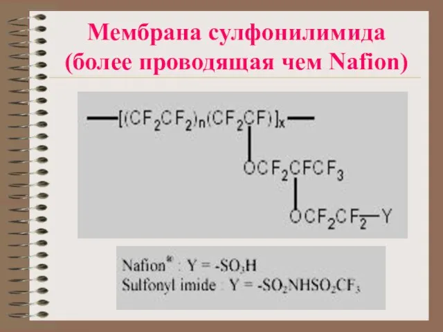 Мембрана сулфонилимида (более проводящая чем Nafion)