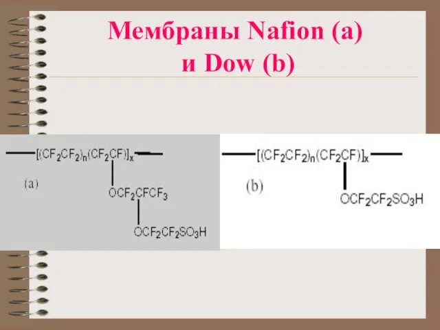 Мембраны Nafion (a) и Dow (b)