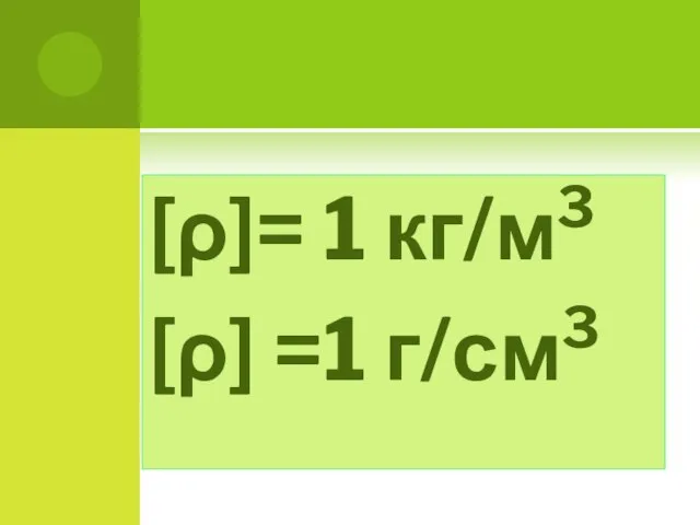 [ρ]= 1 кг/м3 [ρ] =1 г/см3