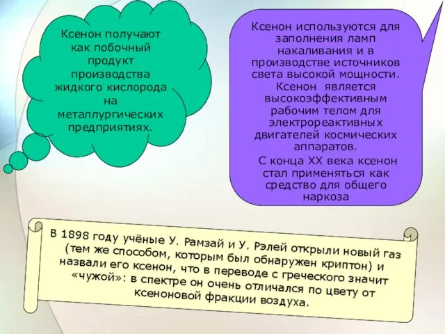 Ксенон используются для заполнения ламп накаливания и в производстве источников света высокой