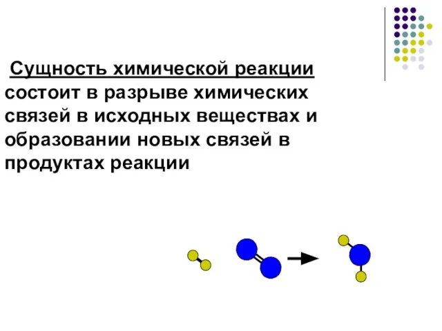 Сущность химической реакции состоит в разрыве химических связей в исходных веществах и