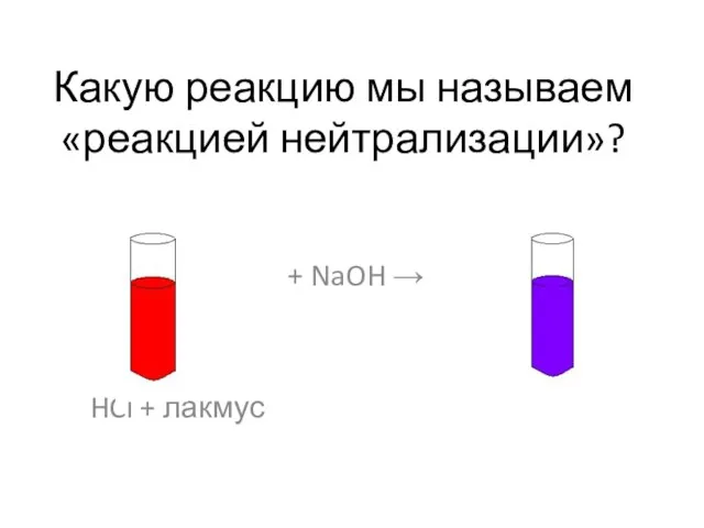 Какую реакцию мы называем «реакцией нейтрализации»? + NaOH → HCl + лакмус