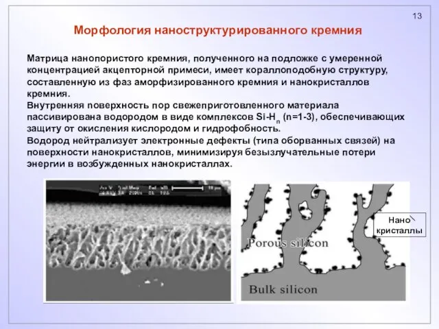 Матрица нанопористого кремния, полученного на подложке с умеренной концентрацией акцепторной примеси, имеет