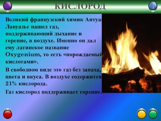 КИСЛОРОД Великий французский химик Антуан Лавуазье нашел газ, поддерживающий дыхание и горение,