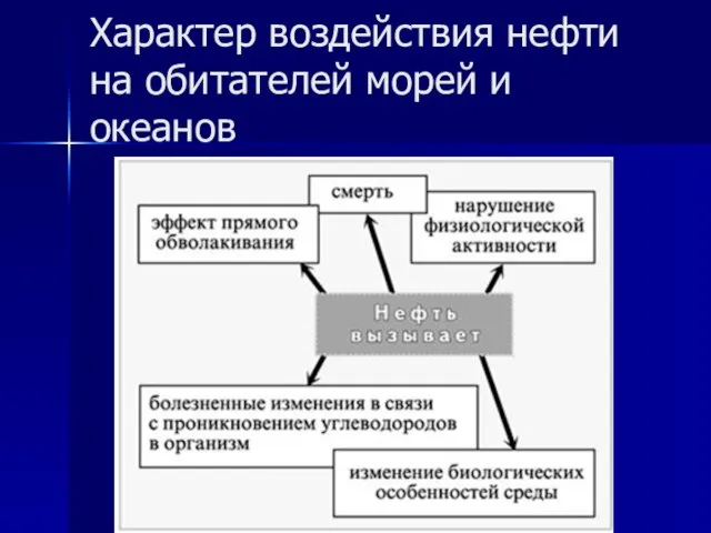 Характер воздействия нефти на обитателей морей и океанов