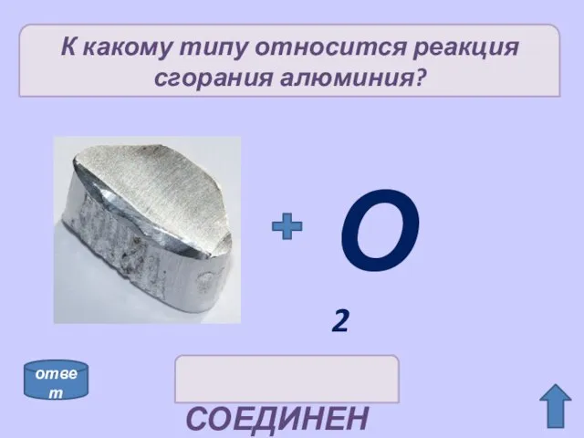 К какому типу относится реакция сгорания алюминия? О2 СОЕДИНЕНИЕ ответ