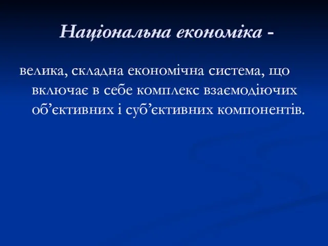 Національна економіка - велика, складна економічна система, що включає в себе комплекс