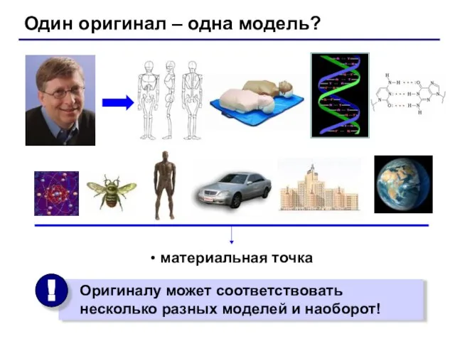 Один оригинал – одна модель? материальная точка