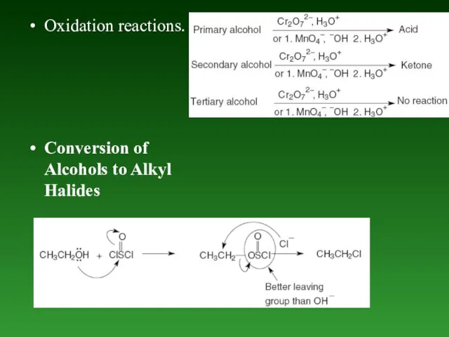 Oxidation reactions. Conversion of Alcohols to Alkyl Halides