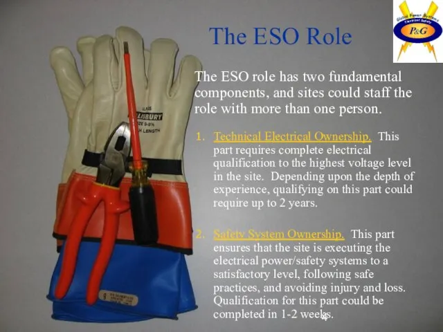 The ESO Role The ESO role has two fundamental components, and sites