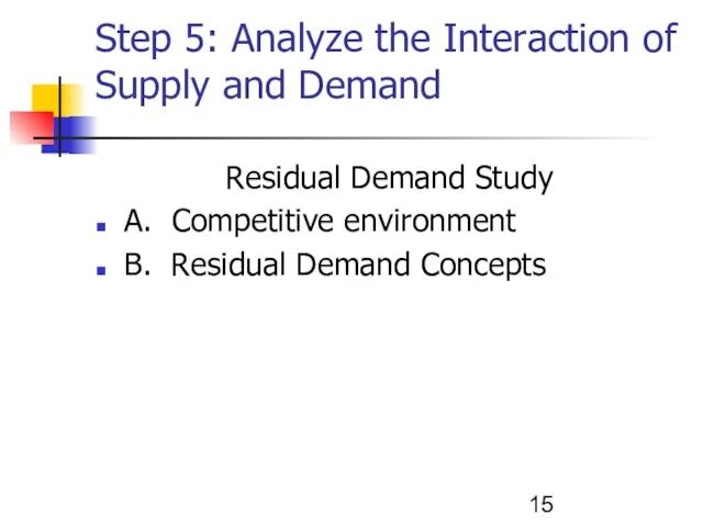 Step 5: Analyze the Interaction of Supply and Demand Residual Demand Study