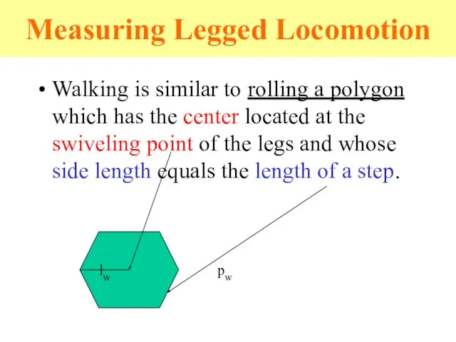 Measuring Legged Locomotion Walking is similar to rolling a polygon which has