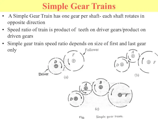 Simple Gear Trains A Simple Gear Train has one gear per shaft-