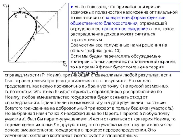 ● Было показано, что при заданной кривой возможных полезностей нахождение оптимальной точки