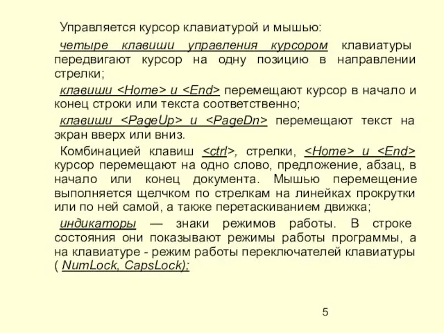 Управляется курсор клавиатурой и мышью: четыре клавиши управления курсором клавиатуры передвигают курсор