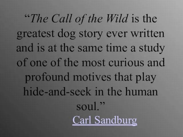 “The Call of the Wild is the greatest dog story ever written