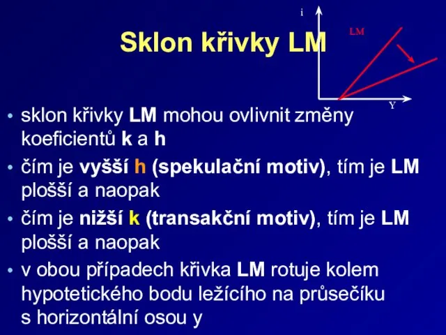 Sklon křivky LM sklon křivky LM mohou ovlivnit změny koeficientů k a