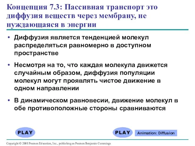 Концепция 7.3: Пассивная транспорт это диффузия веществ через мембрану, не нуждающаяся в