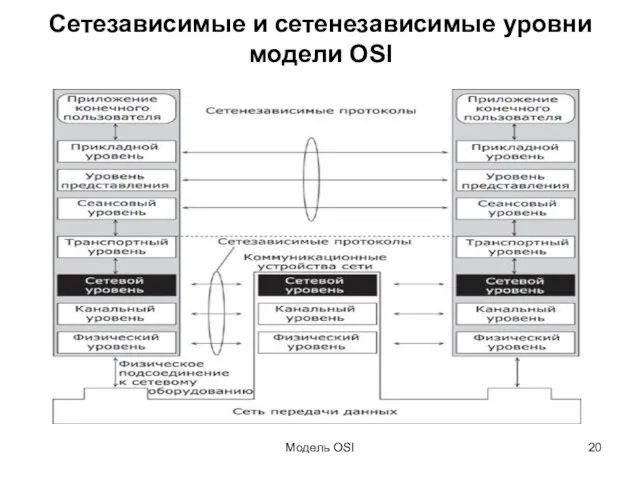 Модель OSI Сетезависимые и сетенезависимые уровни модели OSI