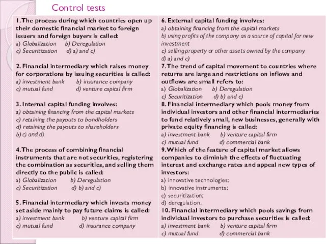 Control tests