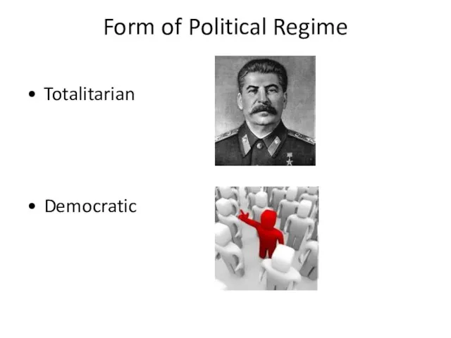 Form of Political Regime Totalitarian Democratic