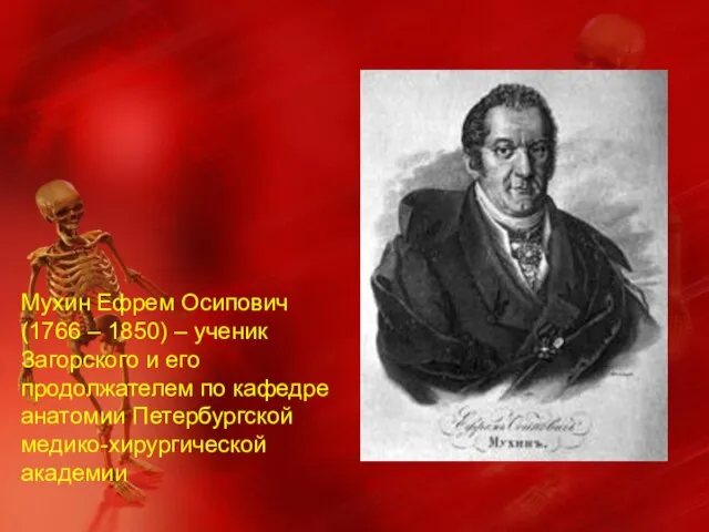 Мухин Ефрем Осипович (1766 – 1850) – ученик Загорского и его продолжателем