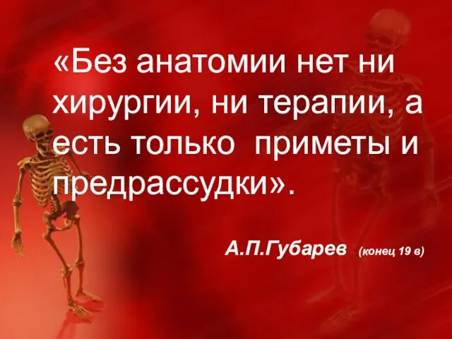 «Без анатомии нет ни хирургии, ни терапии, а есть только приметы и