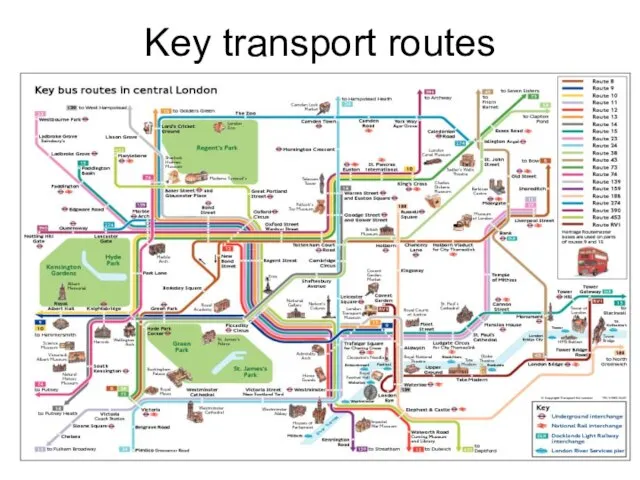 Key transport routes