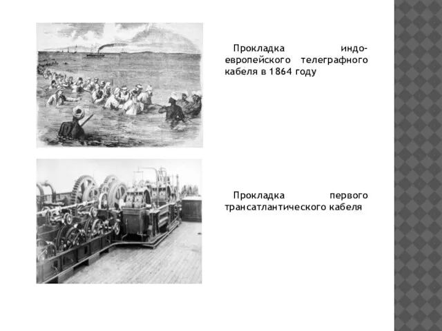 Прокладка индо-европейского телеграфного кабеля в 1864 году Прокладка первого трансатлантического кабеля