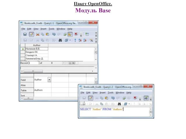 Пакет OpenOffice. Модуль Base